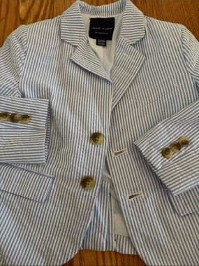 Janie and Jack Light Blue and White Striped Blazer